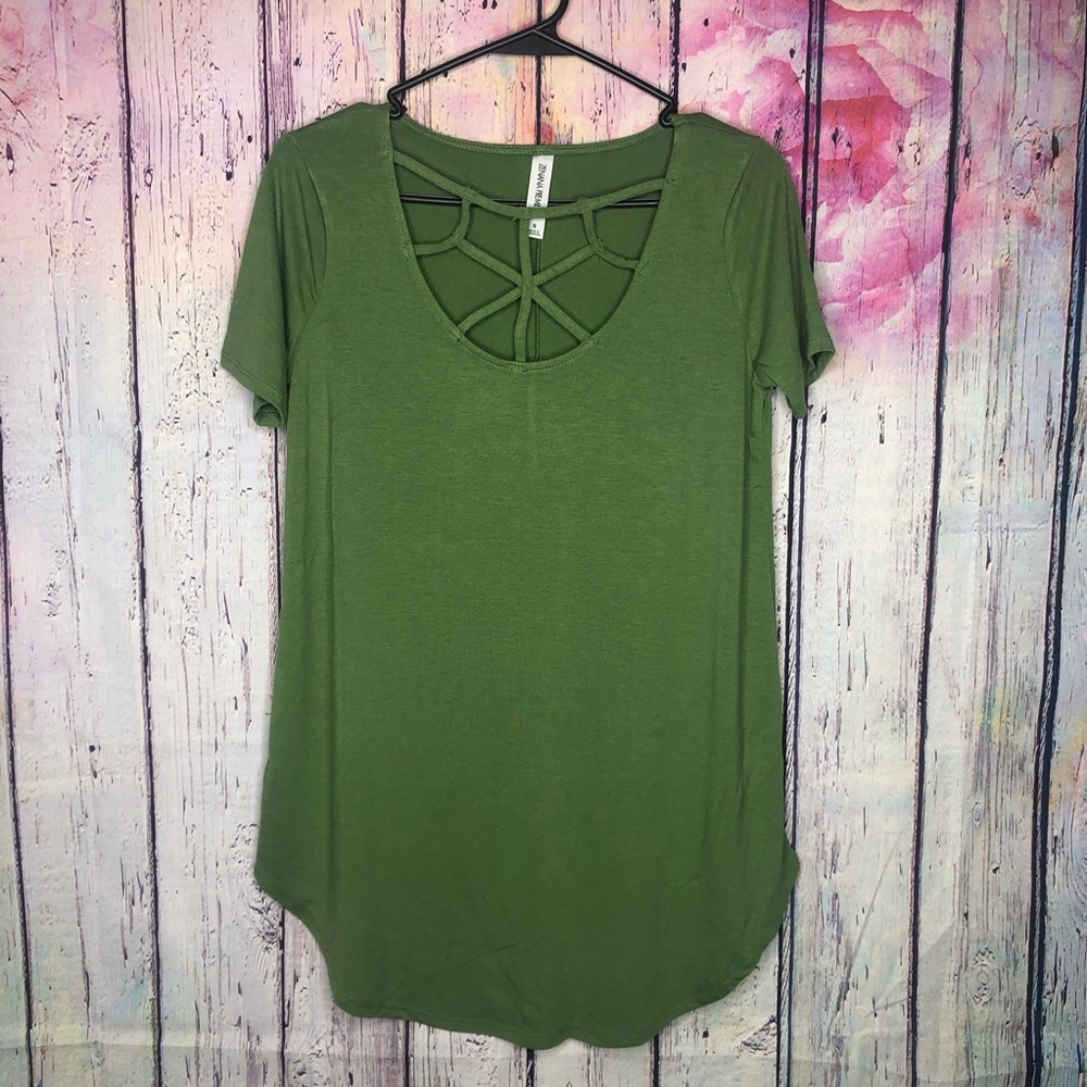 Zenana| Web-neck t-shirt, Kiwi
